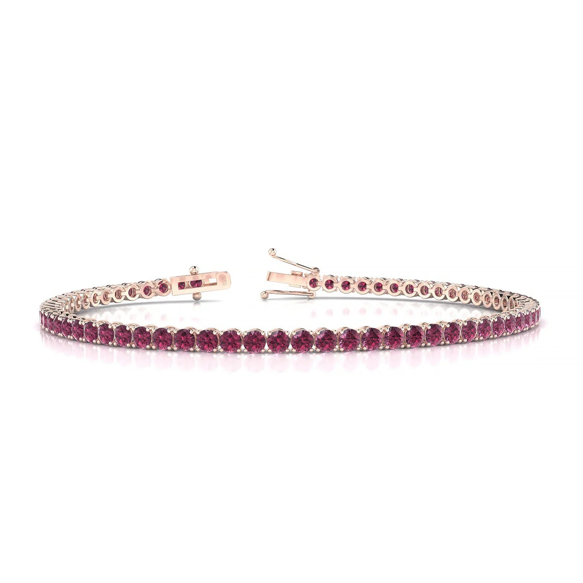 Palazzo | 18k Rose Gold 2.5 mm Round Natural Rhodolite Tennis Bracelet