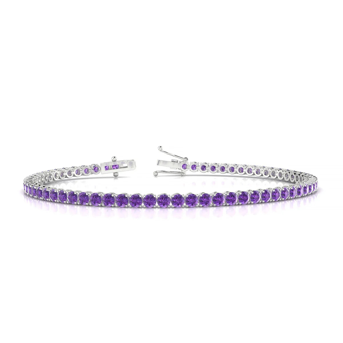 Palazzo | 18k White Gold 2.5 mm Round Natural Amethyst Tennis Bracelet