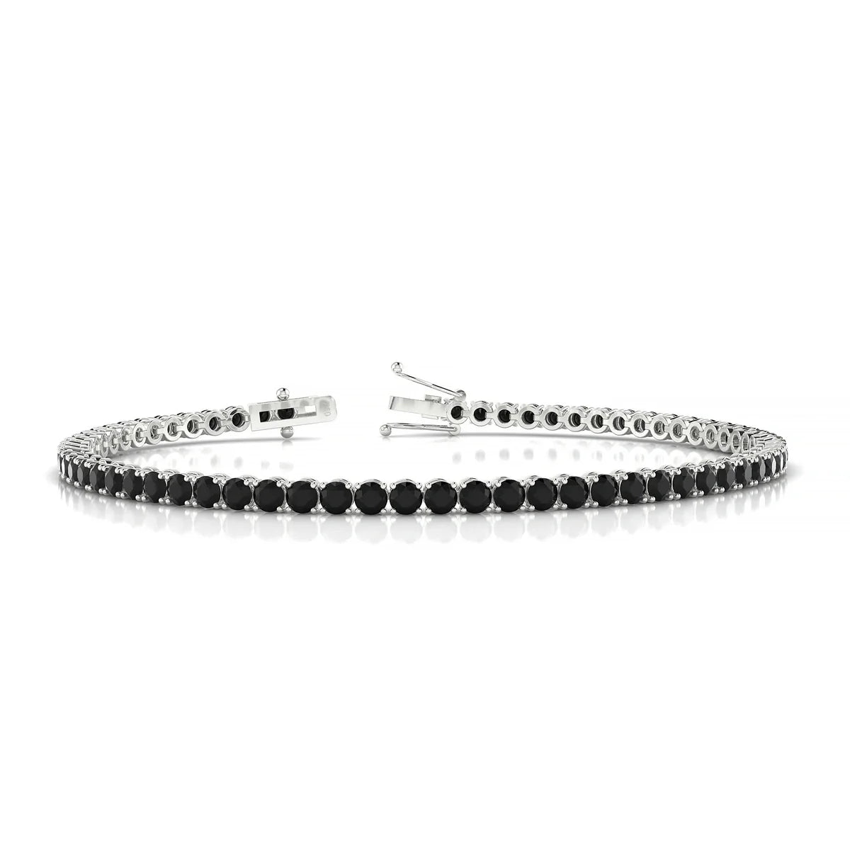 Palazzo | 18k White Gold 2.5 mm Round Natural Black Diamond Tennis Bracelet