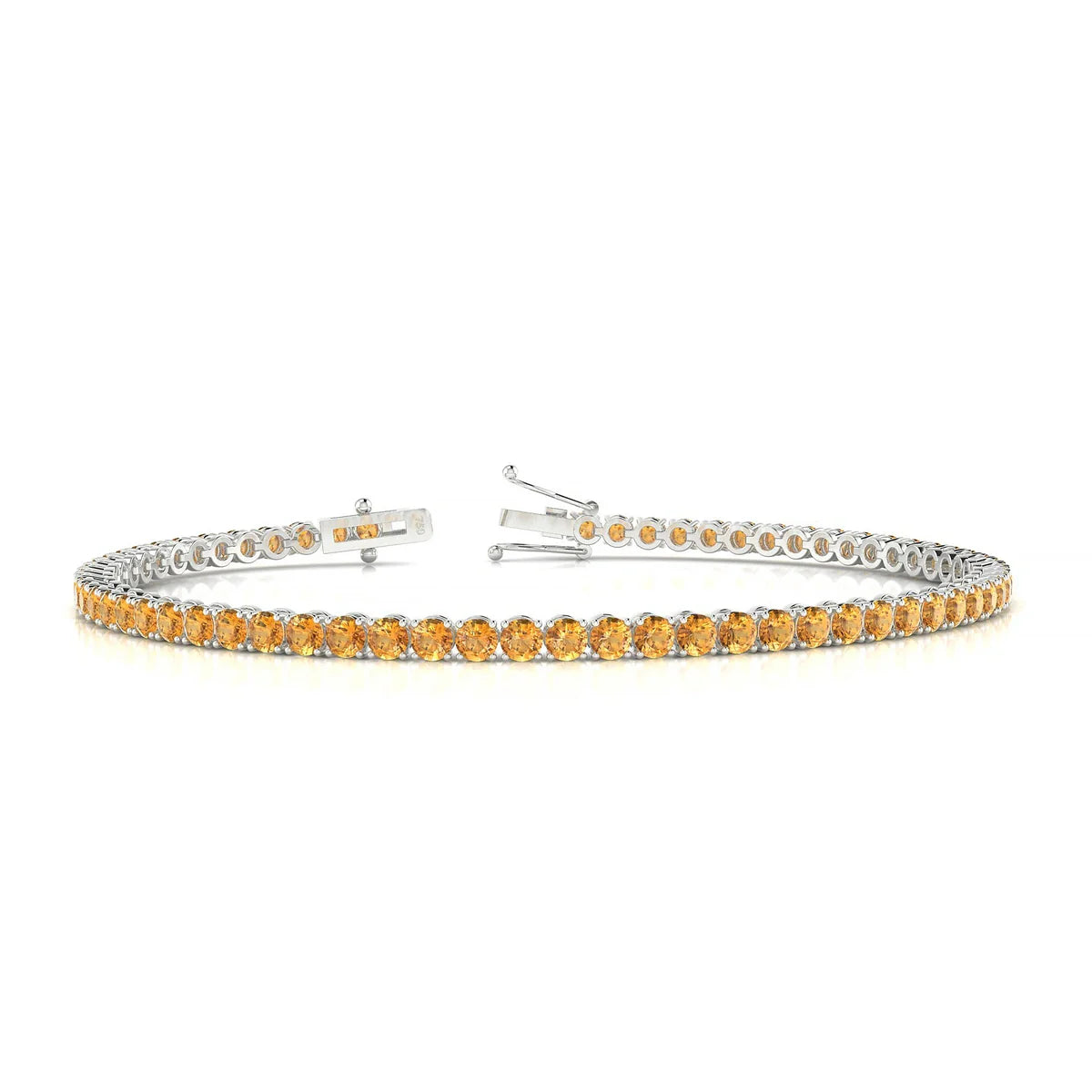 Palazzo | 18k White Gold 2.5 mm Round Natural Citrine Tennis Bracelet