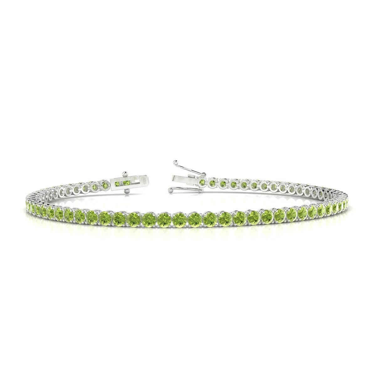 Palazzo | 18k White Gold 2.5 mm Round Natural Peridot Tennis Bracelet