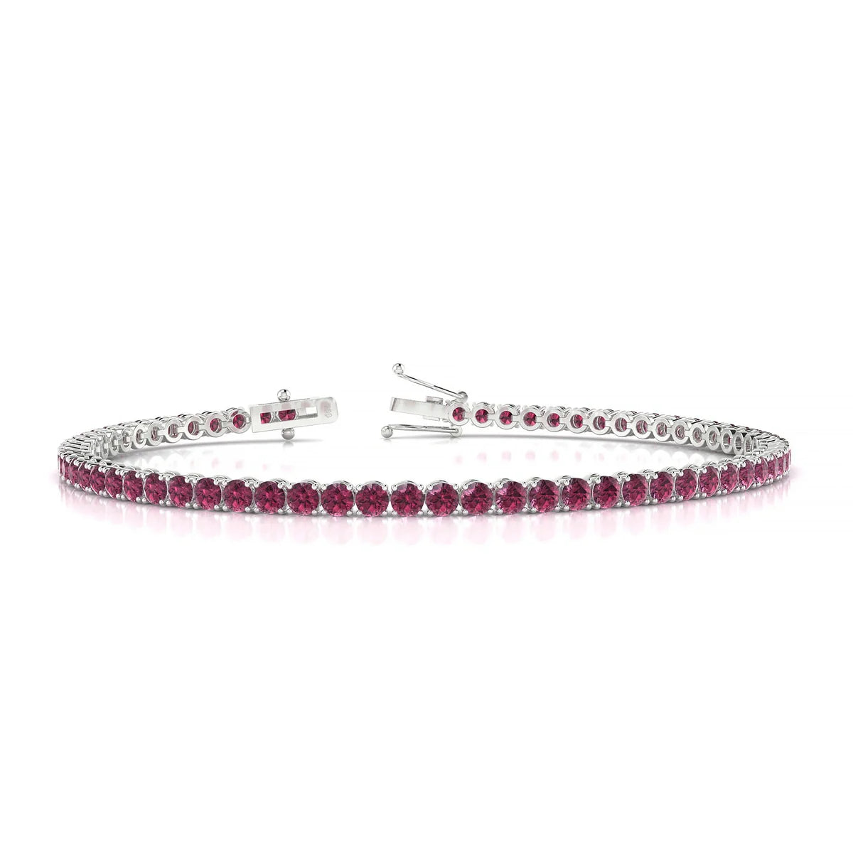 Palazzo | 18k White Gold 2.5 mm Round Natural Rhodolite Tennis Bracelet