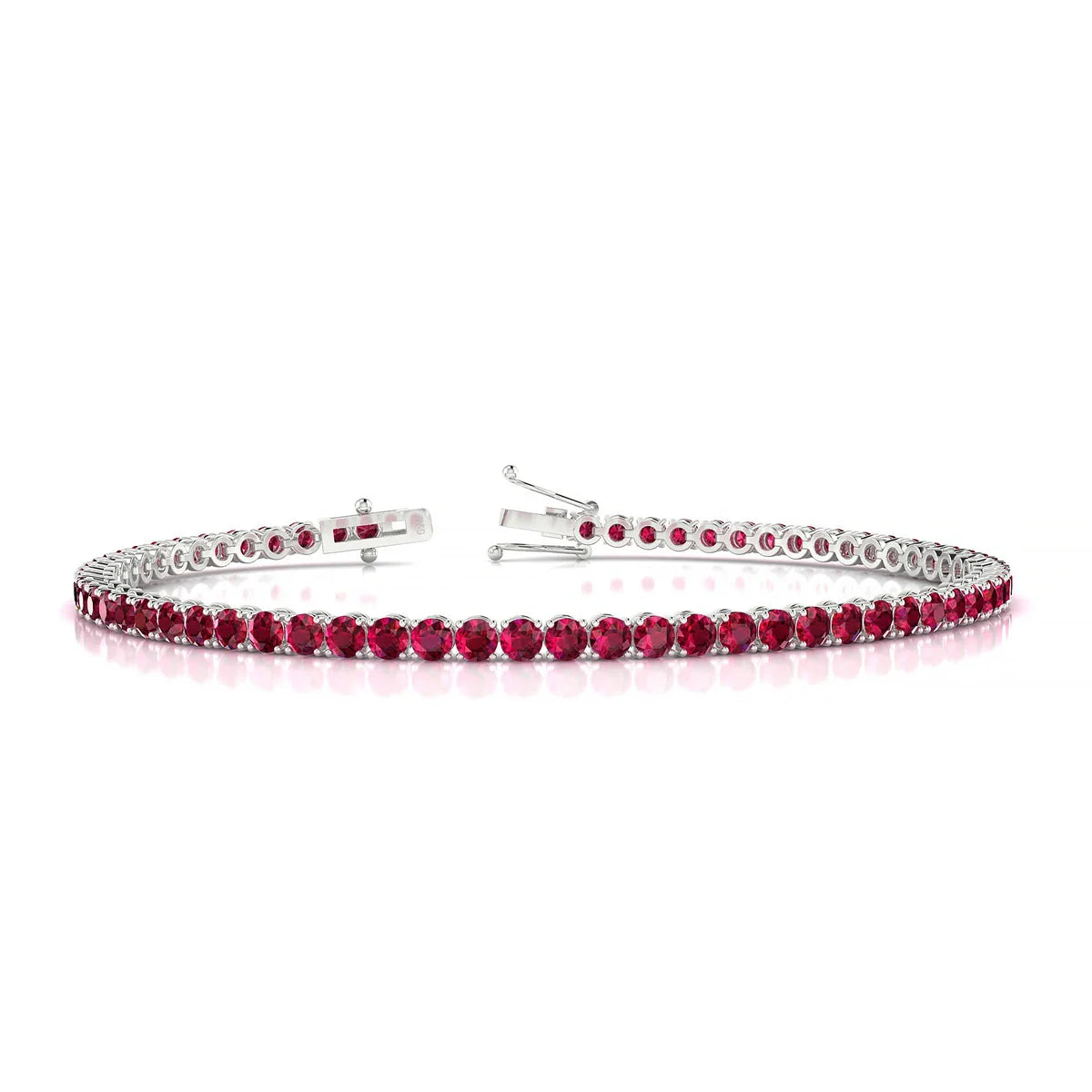 Palazzo | 18k White Gold 2.5 mm Round Natural Ruby Tennis Bracelet
