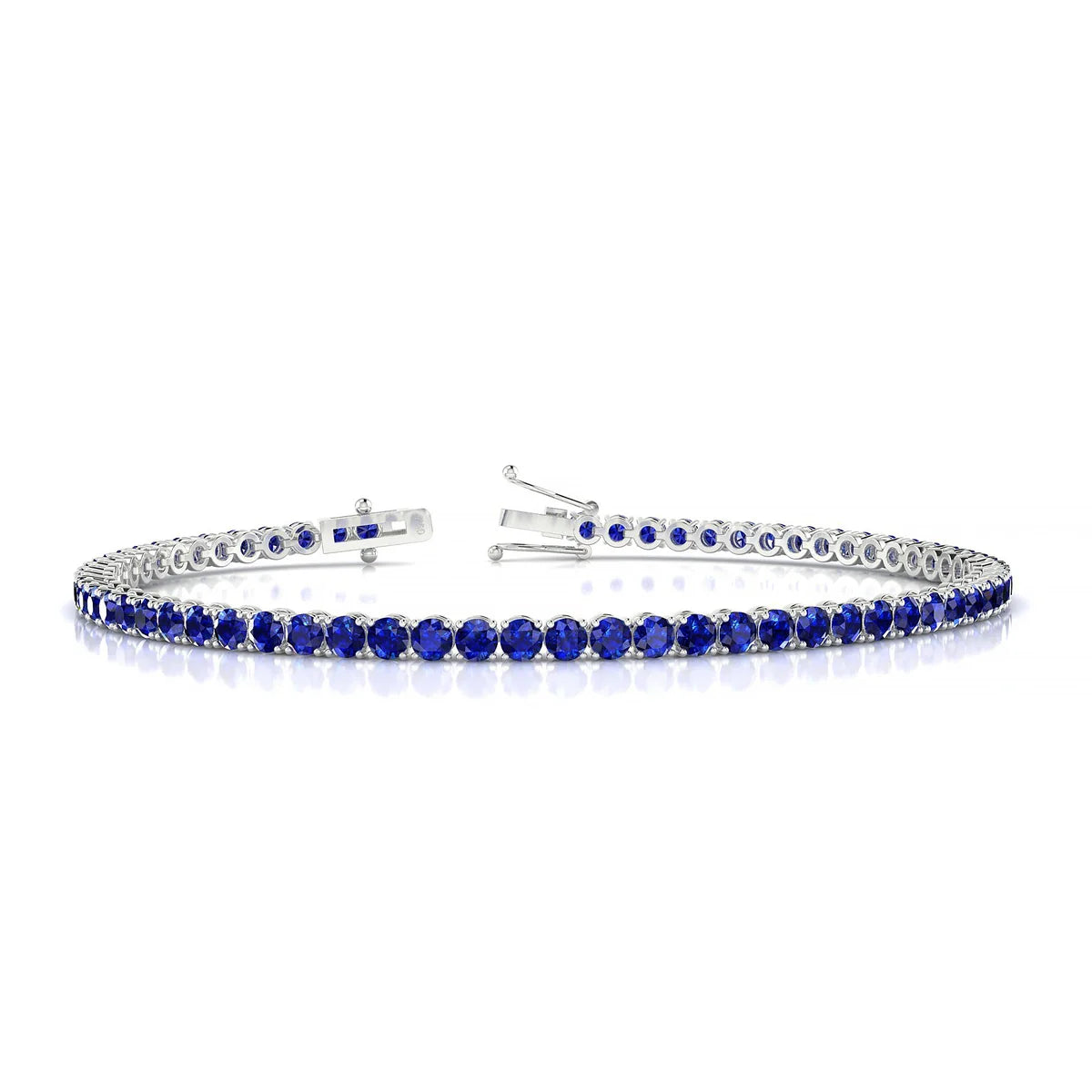 Palazzo | 18k White Gold 2.5 mm Round Natural Sapphire Tennis Bracelet