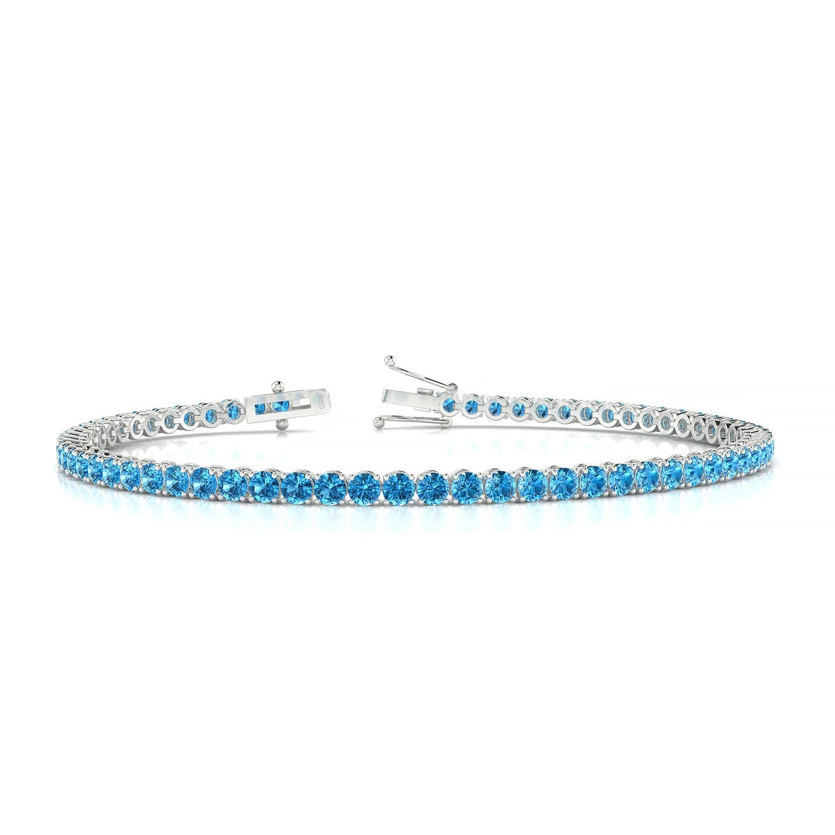 Palazzo | 18k White Gold 2.5 mm Round Natural Topaz Tennis Bracelet