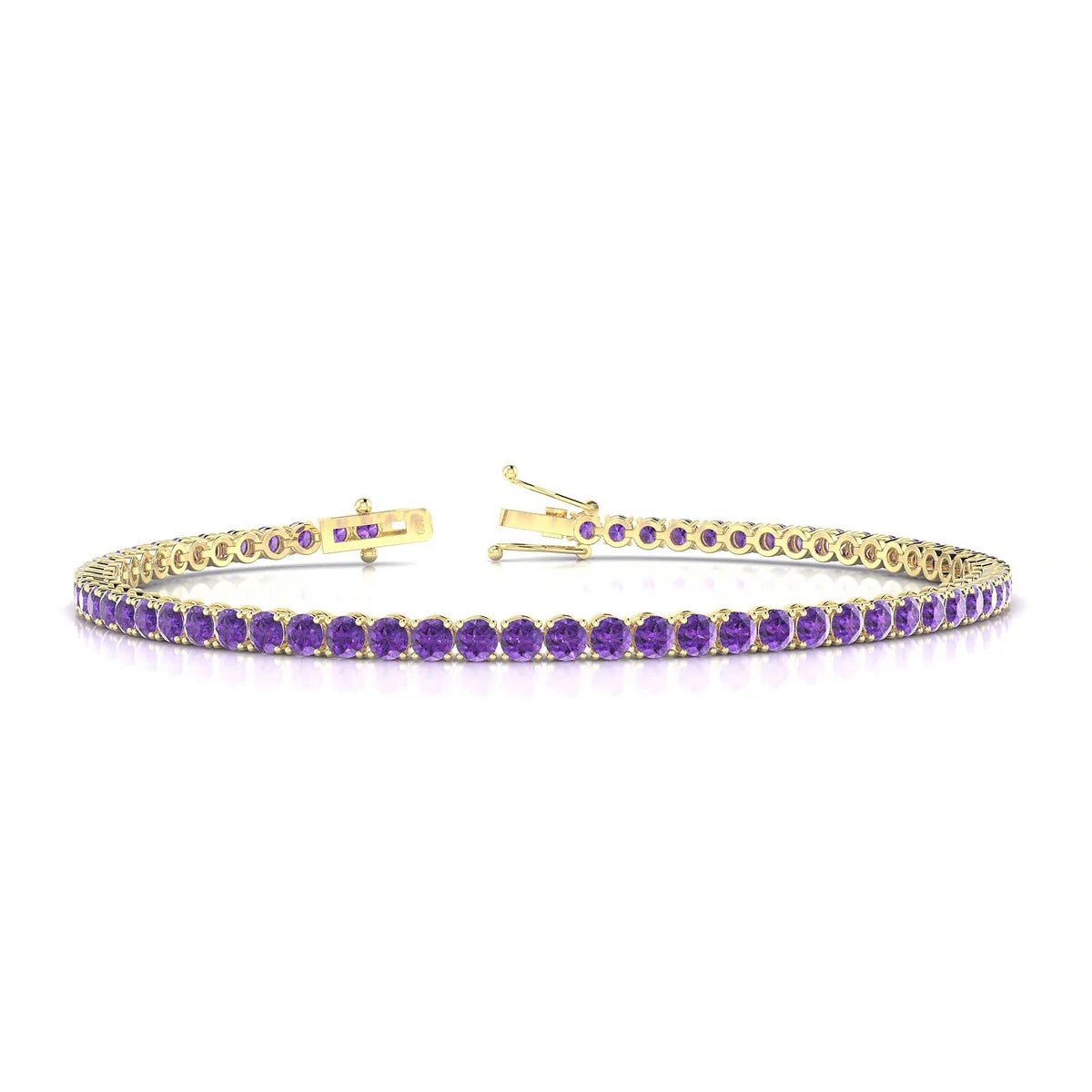 Palazzo | 18k Yellow Gold 2.5 mm Round Natural Amethyst Tennis Bracelet