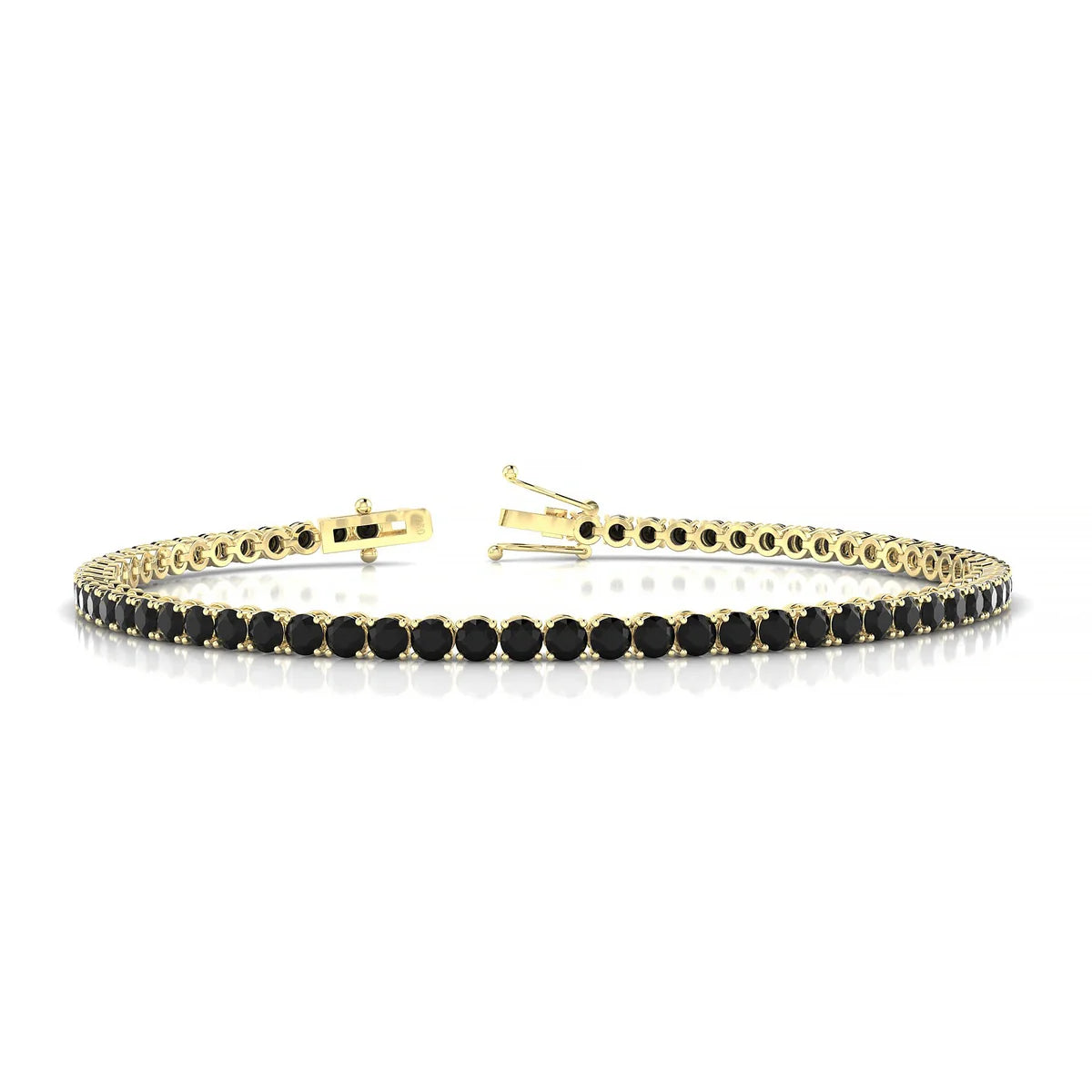 Palazzo | 18k Yellow Gold 2.5 mm Round Natural Black Diamond Tennis Bracelet
