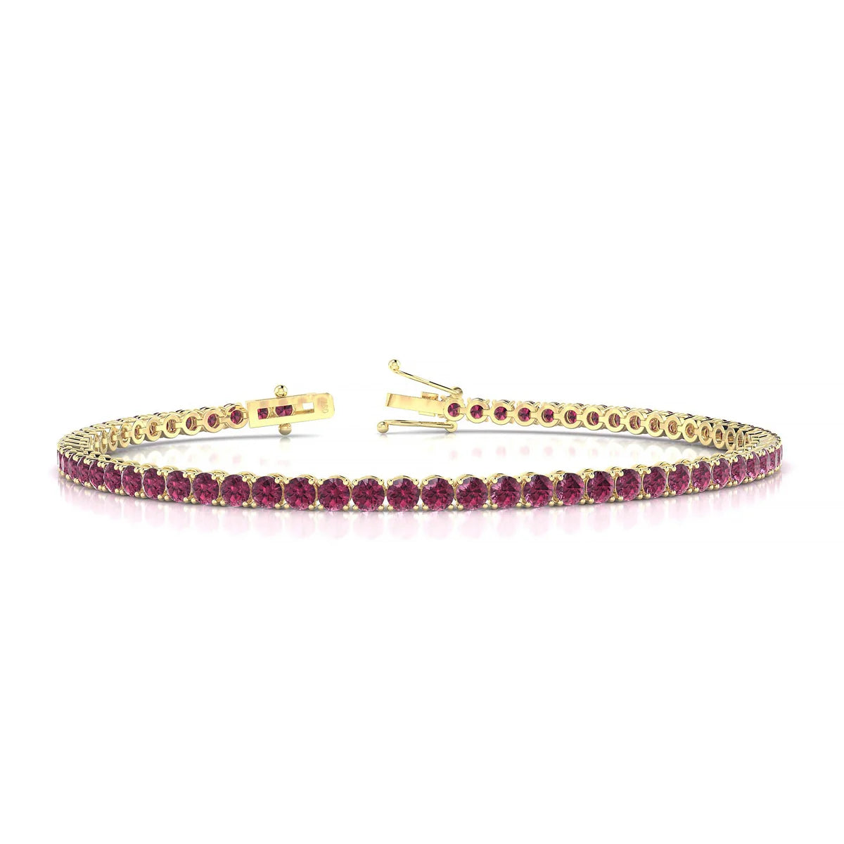 Palazzo | 18k Yellow Gold 2.5 mm Round Natural Rhodolite Tennis Bracelet