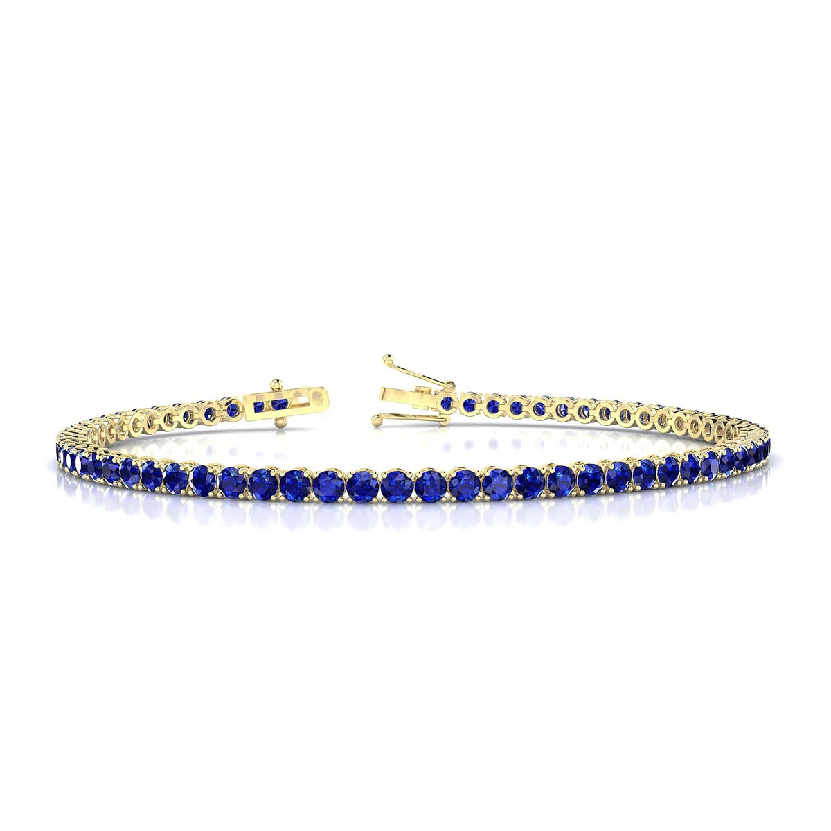 Palazzo | 18k Yellow Gold 2.5 mm Round Natural Sapphire Tennis Bracelet