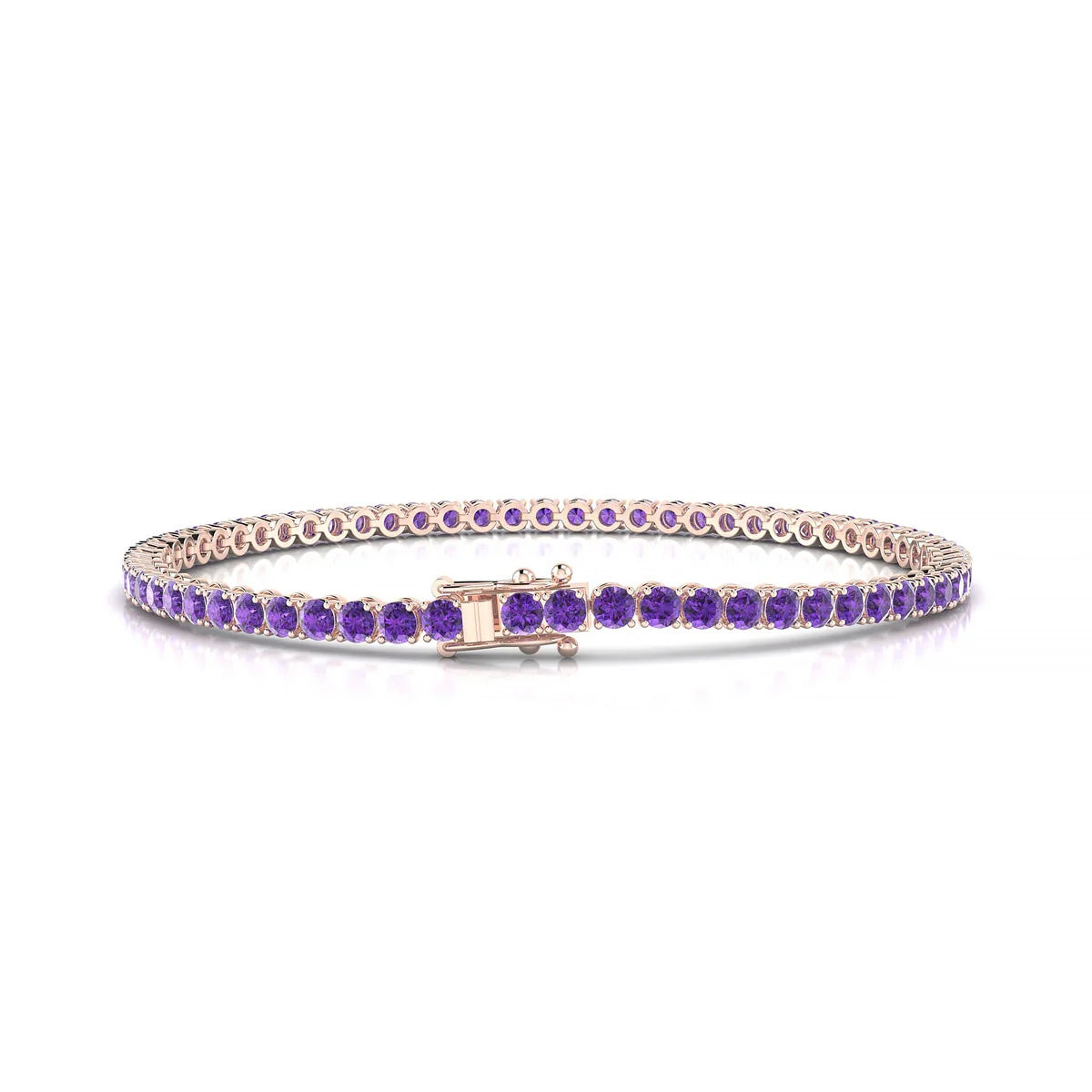 Palazzo | 18k Rose Gold 2.5 mm Round Natural Amethyst Tennis Bracelet