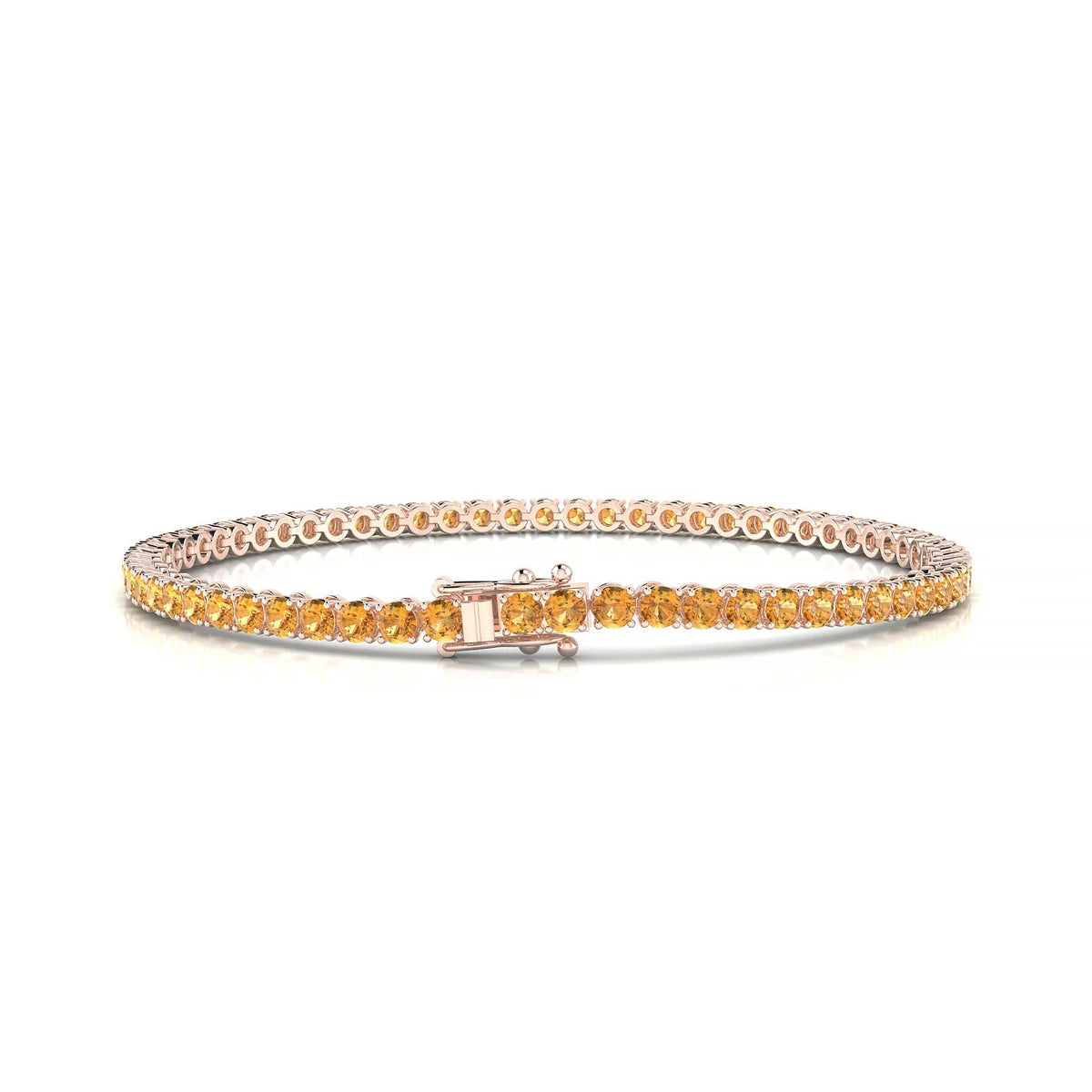 Palazzo | 18k Rose Gold 2.5 mm Round Natural Citrine Tennis Bracelet
