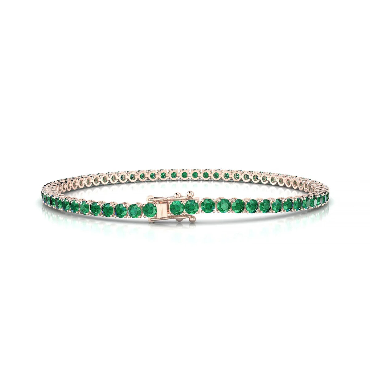 Palazzo | 18k Rose Gold 2.5 mm Round Natural Emerald Tennis Bracelet
