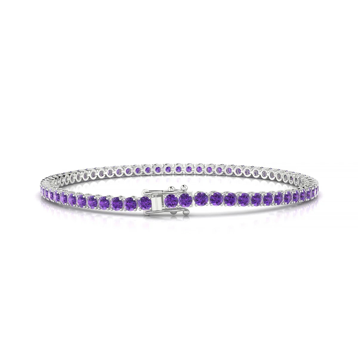 Palazzo | 18k White Gold 2.5 mm Round Natural Amethyst Tennis Bracelet