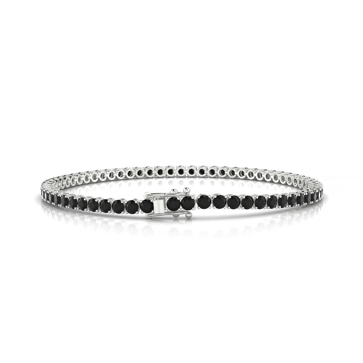 Palazzo | 18k White Gold 2.5 mm Round Natural Black Diamond Tennis Bracelet