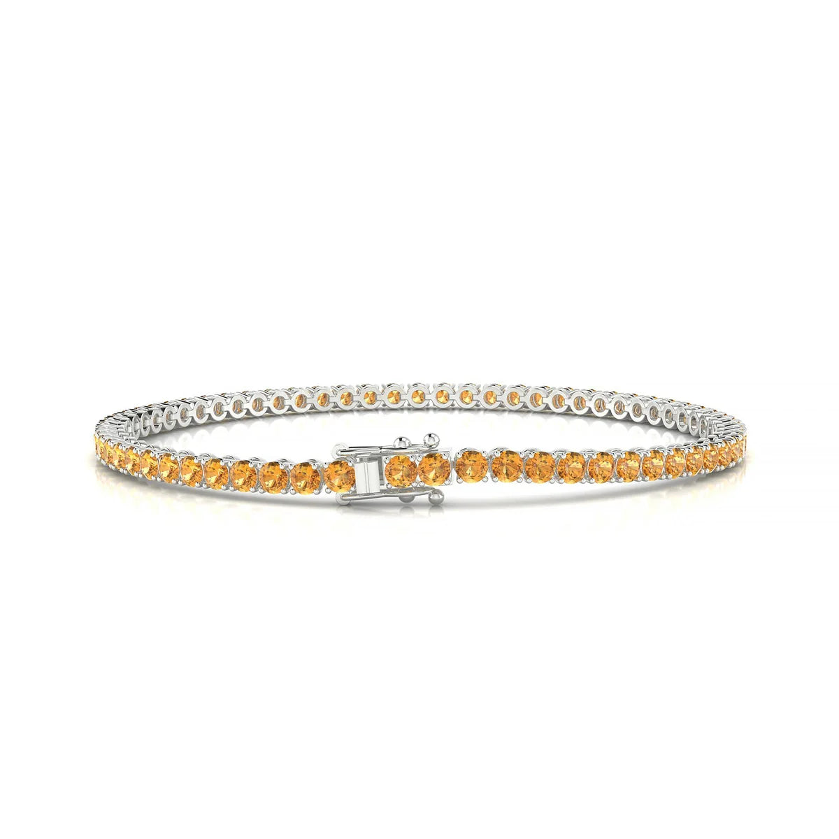 Palazzo | 18k White Gold 2.5 mm Round Natural Citrine Tennis Bracelet