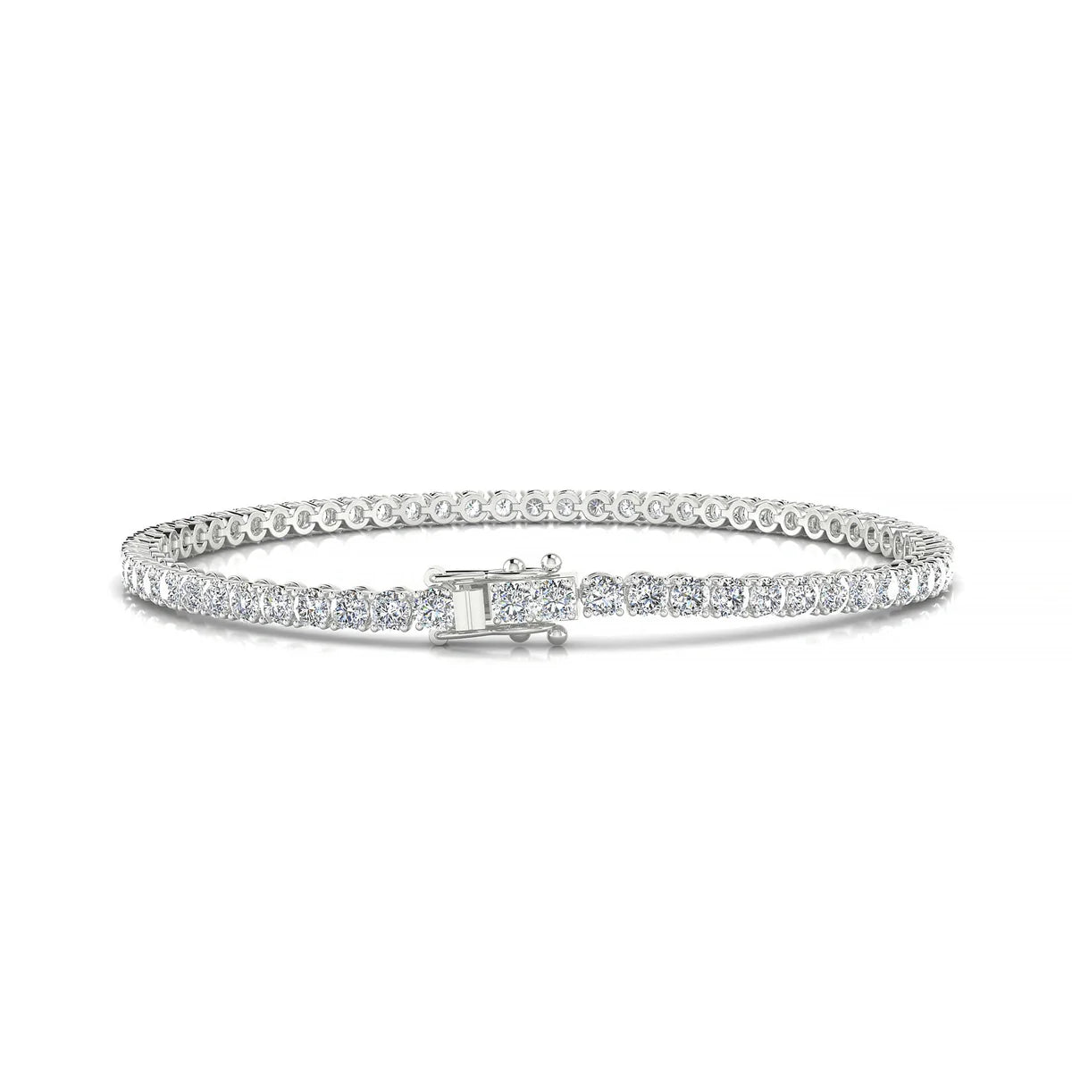 Palazzo | 18k White Gold 2.5 mm Round Natural Diamond Tennis Bracelet