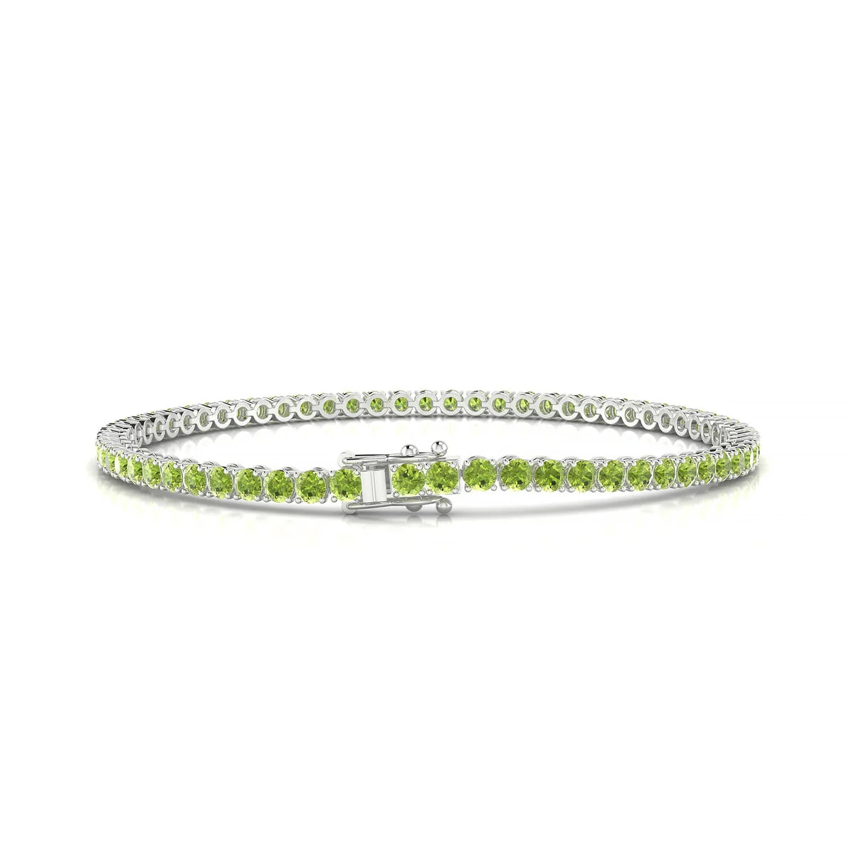 Palazzo | 18k White Gold 2.5 mm Round Natural Peridot Tennis Bracelet