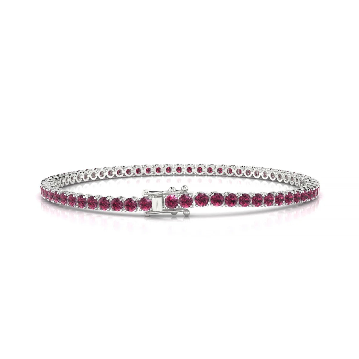 Palazzo | 18k White Gold 2.5 mm Round Natural Rhodolite Tennis Bracelet