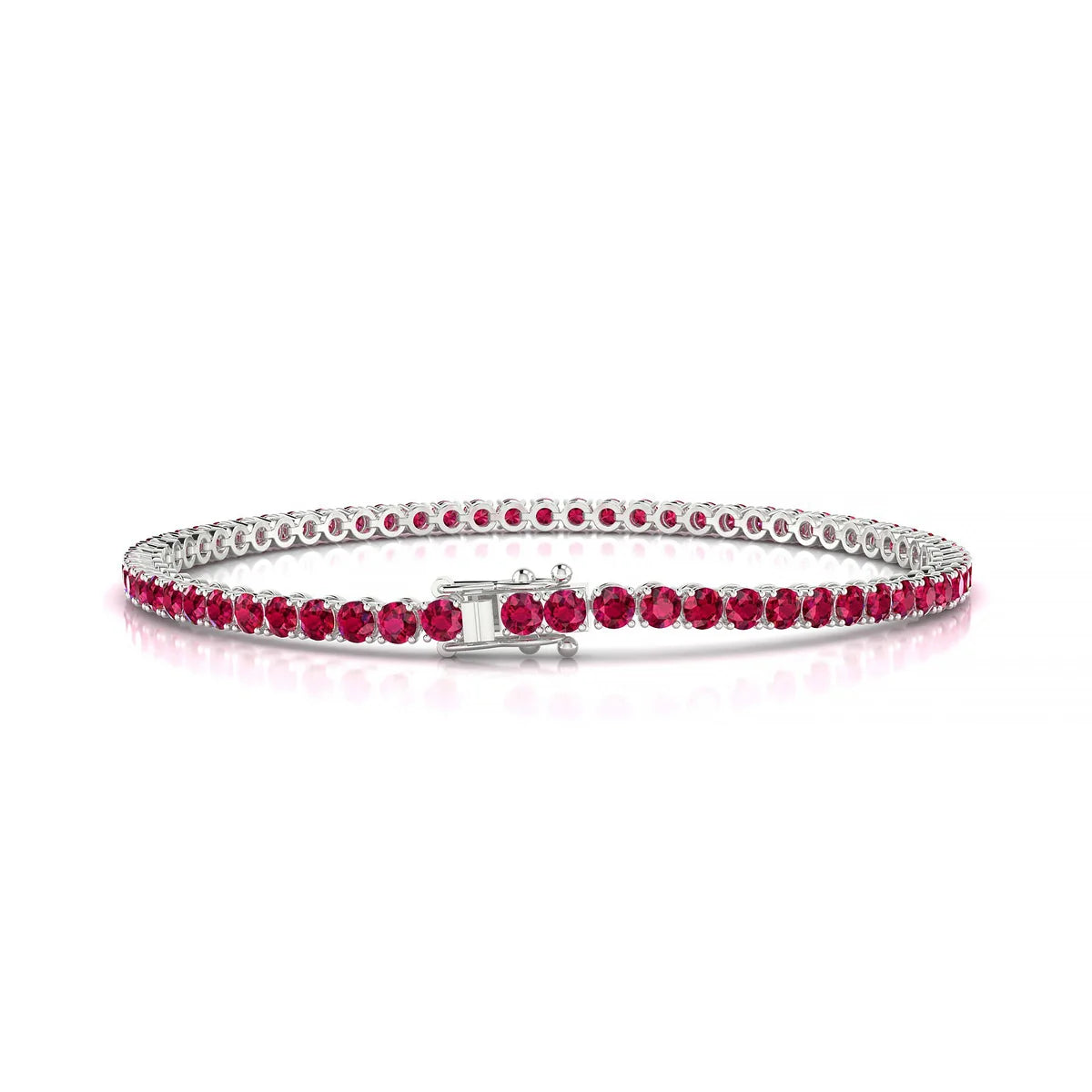 Palazzo | 18k White Gold 2.5 mm Round Natural Ruby Tennis Bracelet