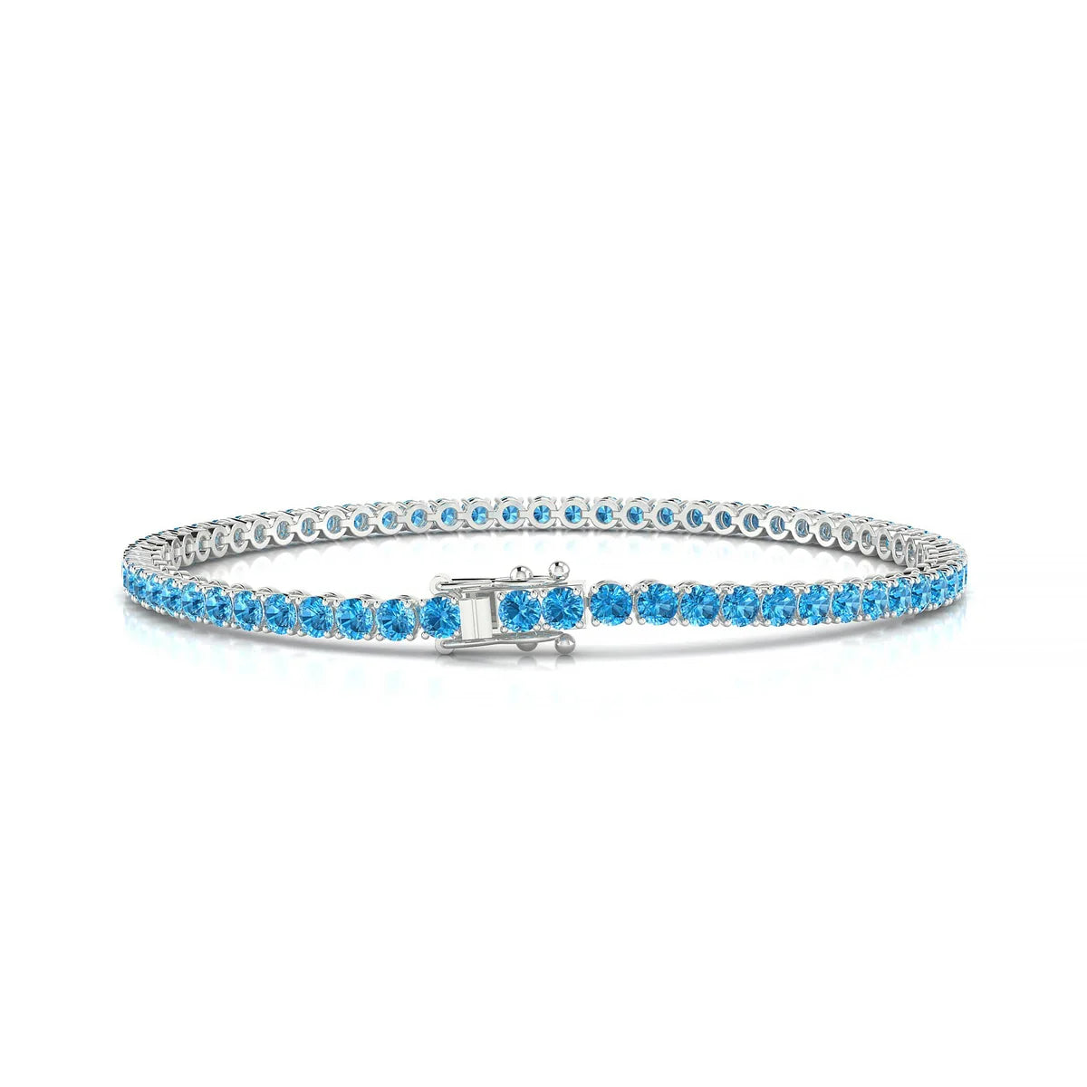 Palazzo | 18k White Gold 2.5 mm Round Natural Topaz Tennis Bracelet