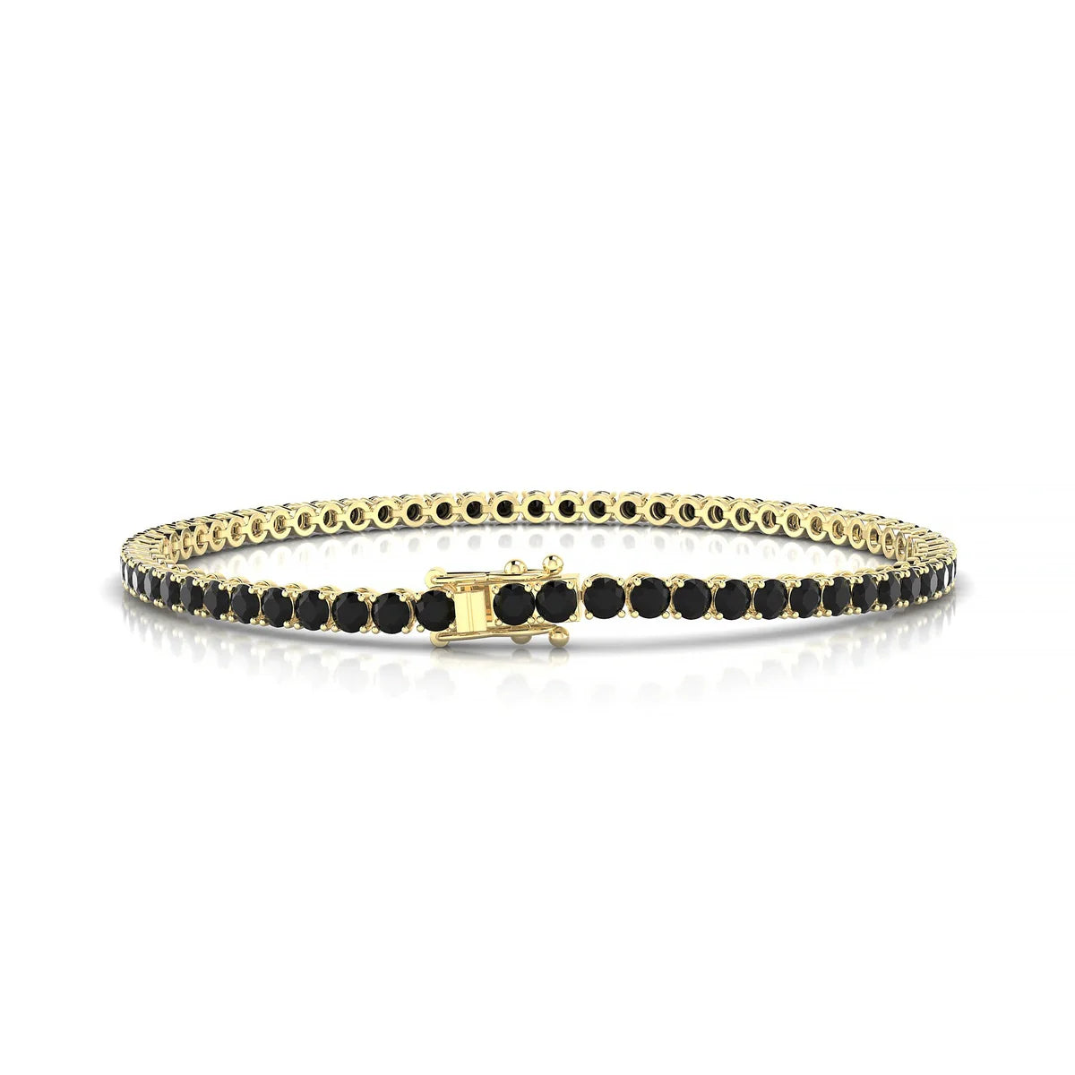 Palazzo | 18k Yellow Gold 2.5 mm Round Natural Black Diamond Tennis Bracelet