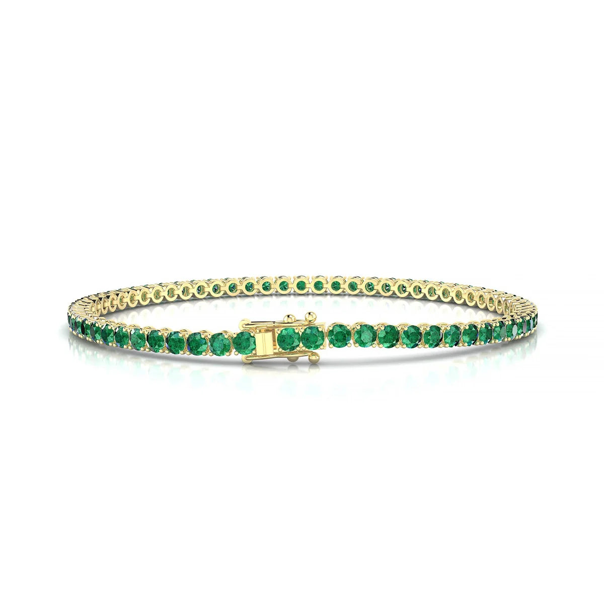 Palazzo | 18k Yellow Gold 2.5 mm Round Natural Emerald Tennis Bracelet