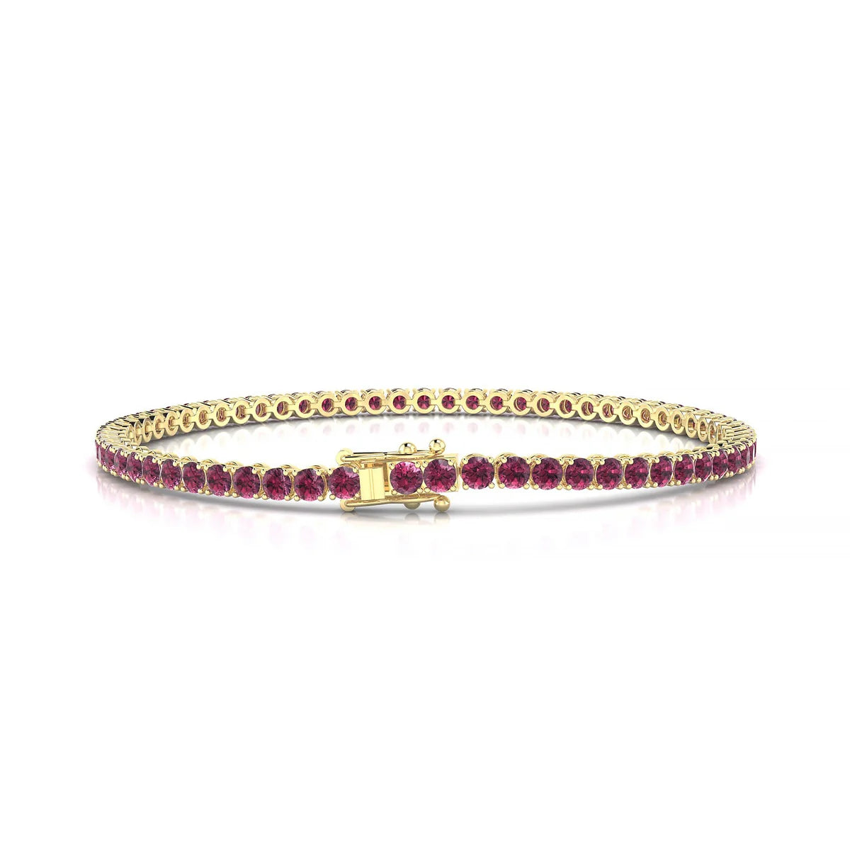 Palazzo | 18k Yellow Gold 2.5 mm Round Natural Rhodolite Tennis Bracelet
