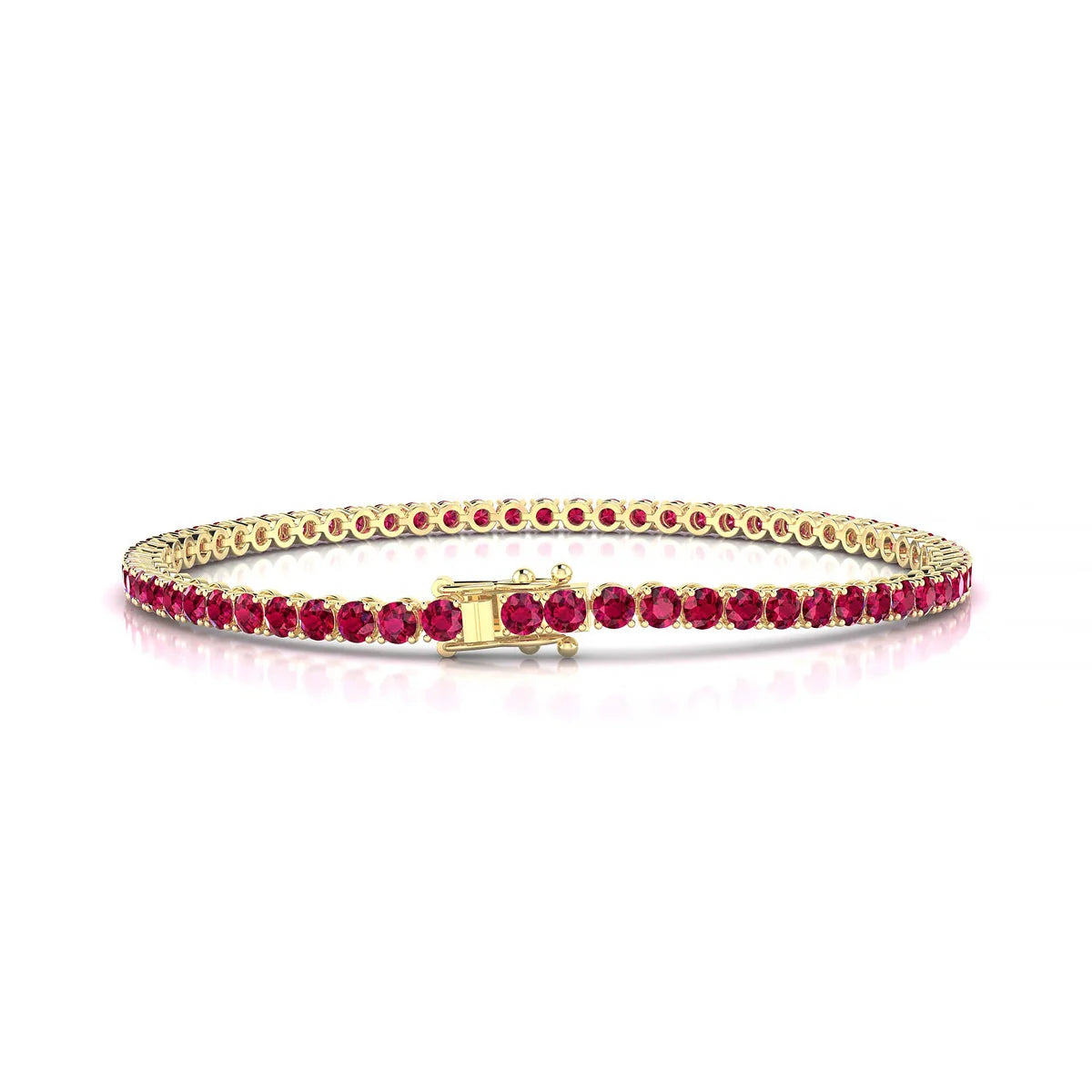 Palazzo | 18k Yellow Gold 2.5 mm Round Natural Ruby Tennis Bracelet