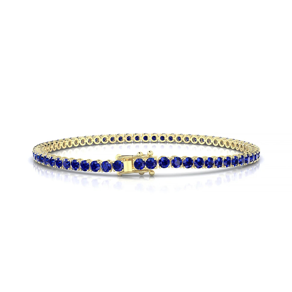 Palazzo | 18k Yellow Gold 2.5 mm Round Natural Sapphire Tennis Bracelet