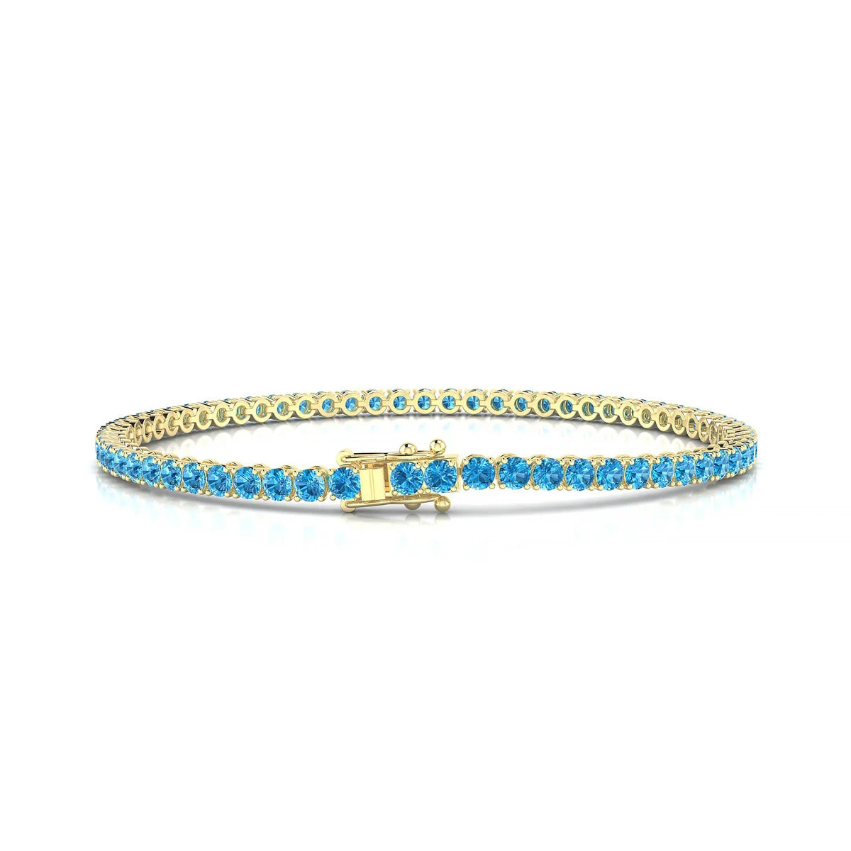 Palazzo | 18k Yellow Gold 2.5 mm Round Natural Topaz Tennis Bracelet