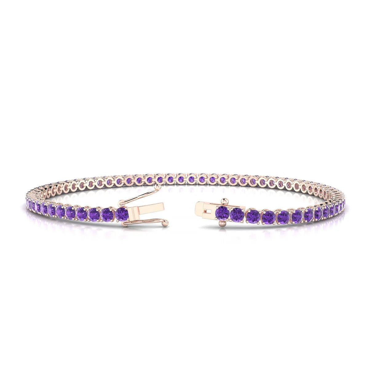 Palazzo | 18k Rose Gold 2.5 mm Round Natural Amethyst Tennis Bracelet