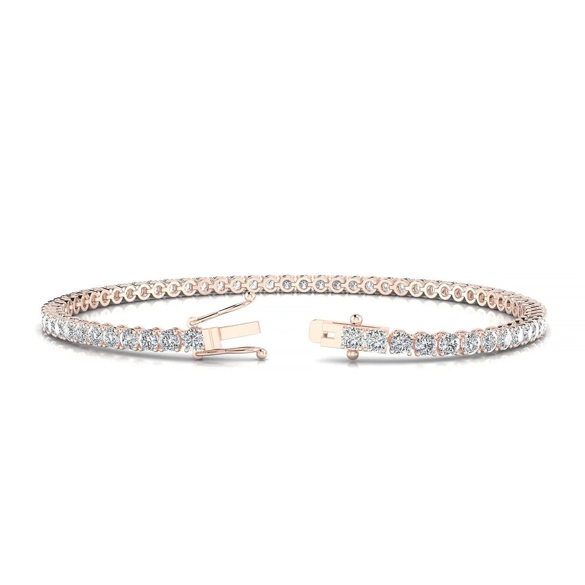 Palazzo | 18k Rose Gold 2.5 mm Round Natural Diamond Tennis Bracelet