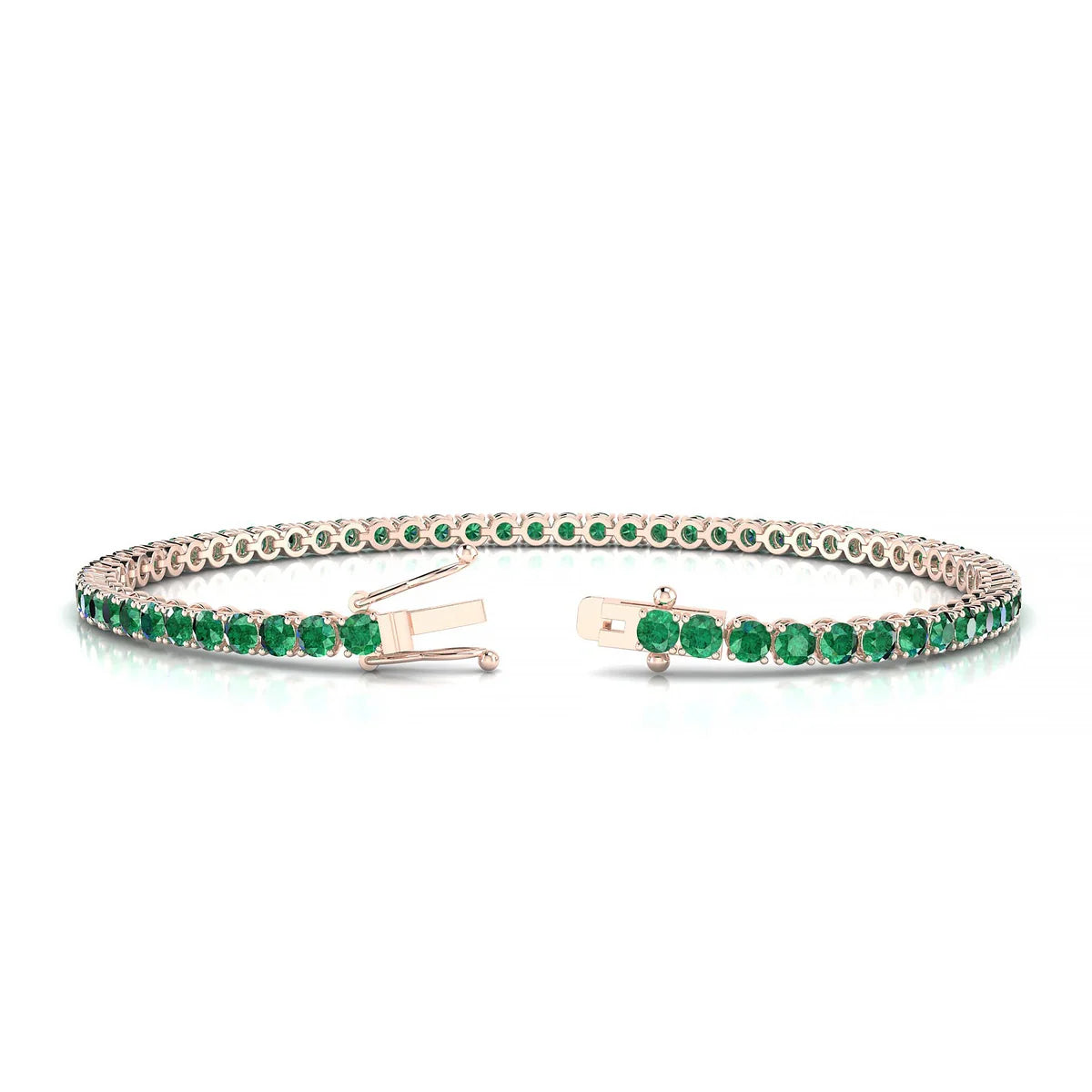 Palazzo | 18k Rose Gold 2.5 mm Round Natural Emerald Tennis Bracelet