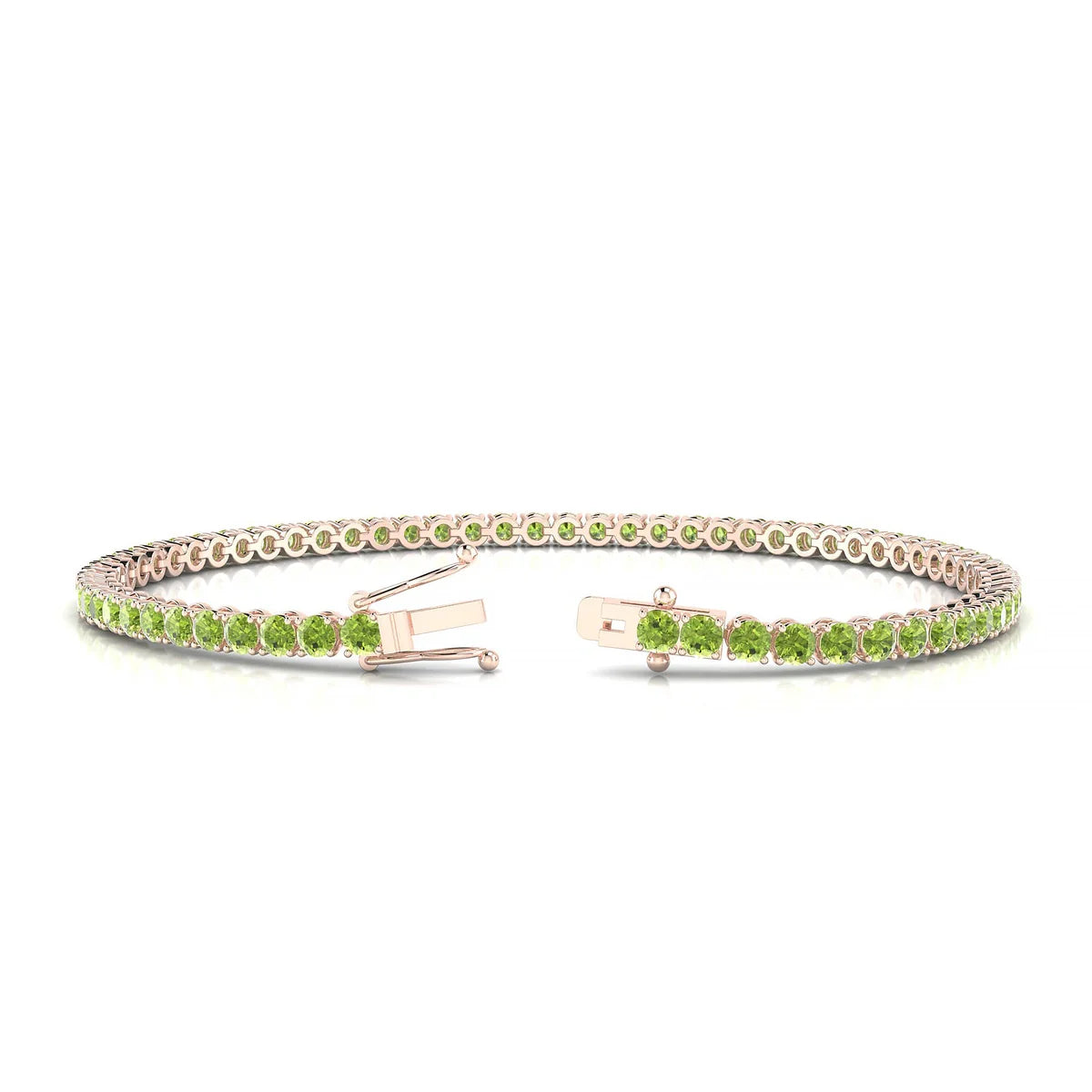 Palazzo | 18k Rose Gold 2.5 mm Round Natural Peridot Tennis Bracelet