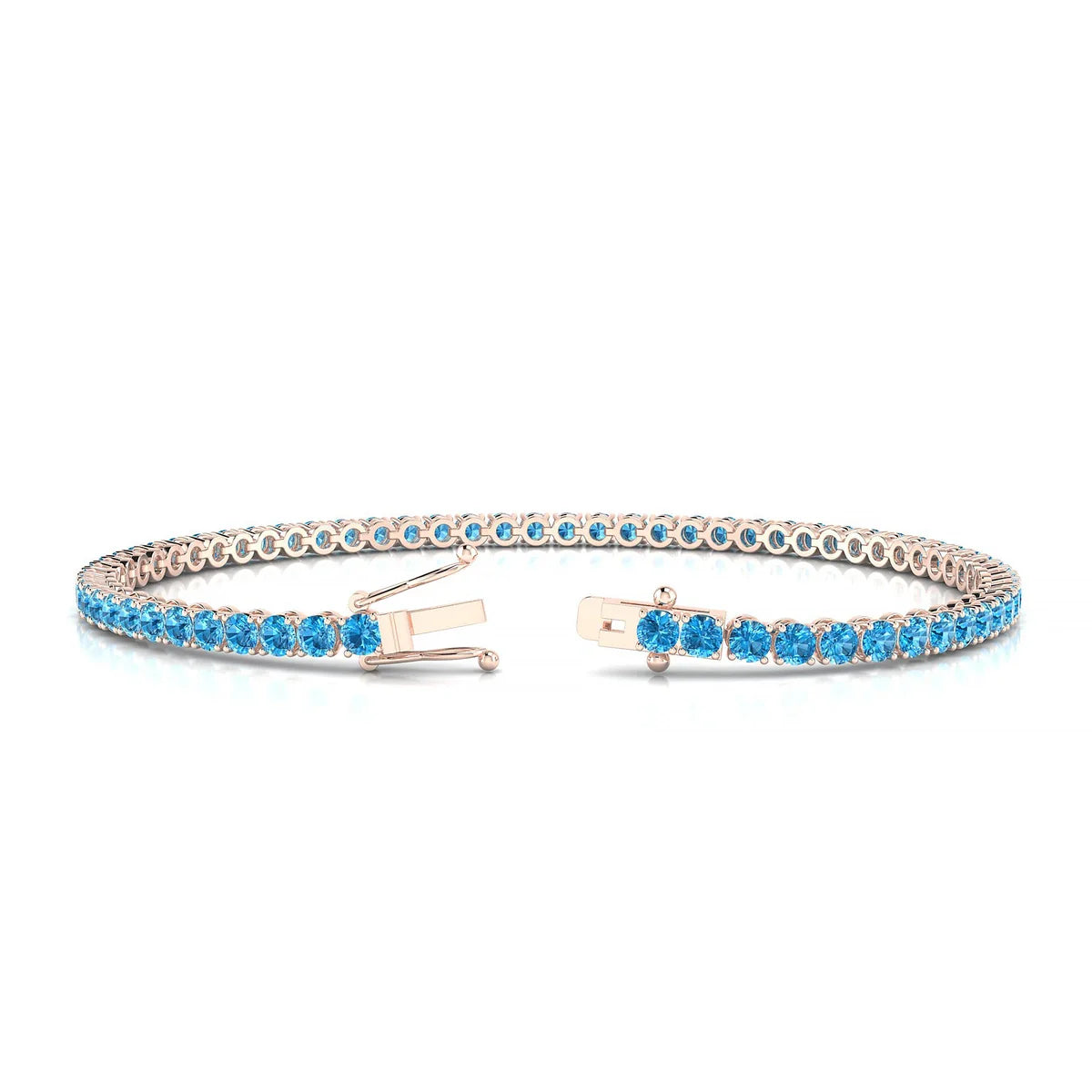 Palazzo | 18k Rose Gold 2.5 mm Round Natural Topaz Tennis Bracelet