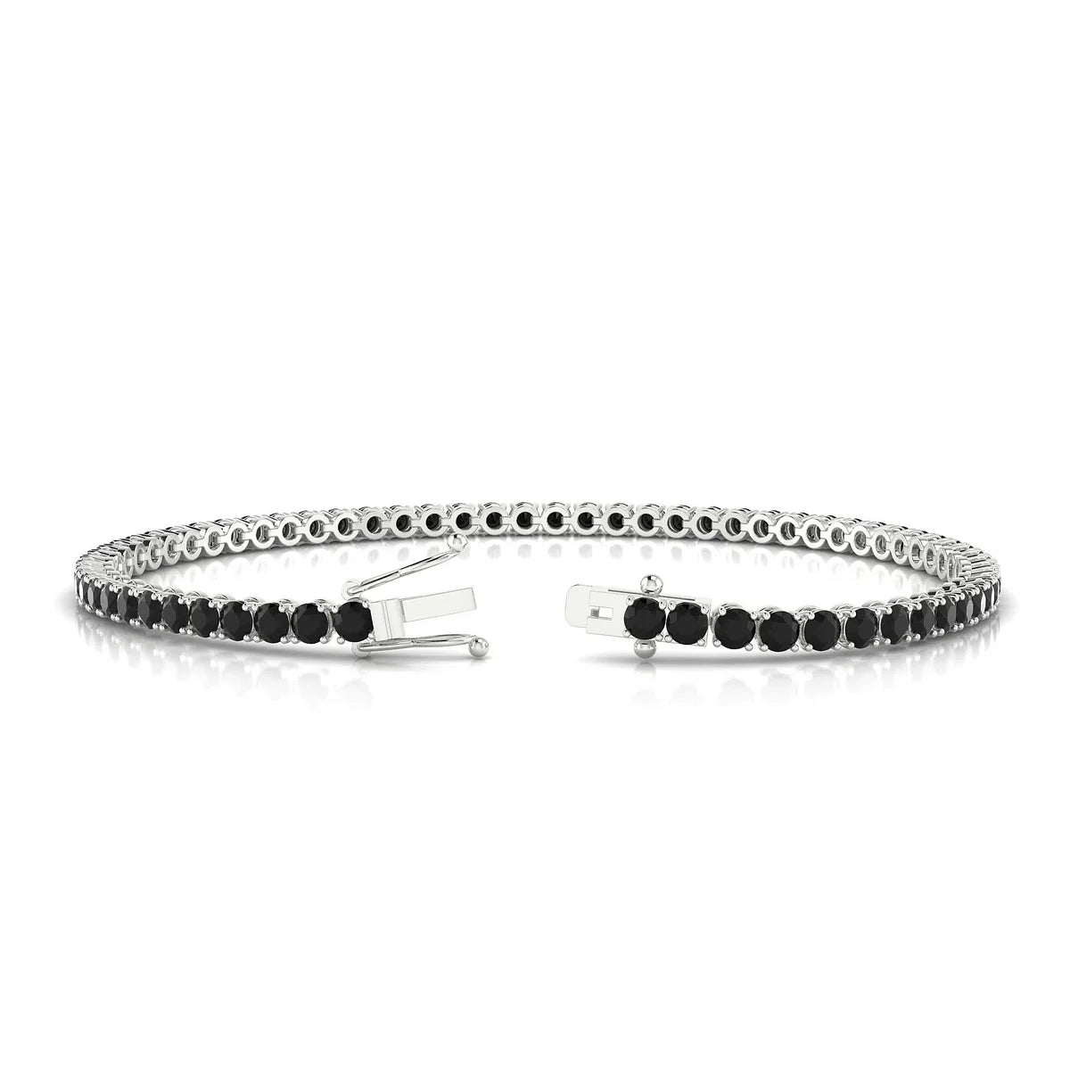 Palazzo | 18k White Gold 2.5 mm Round Natural Black Diamond Tennis Bracelet