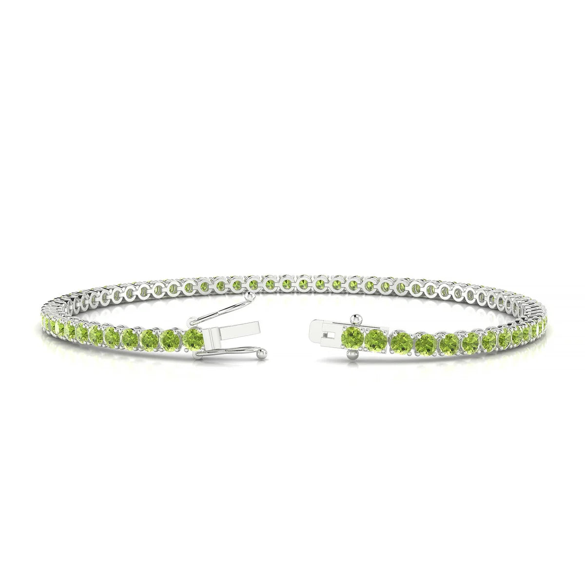 Palazzo | 18k White Gold 2.5 mm Round Natural Peridot Tennis Bracelet