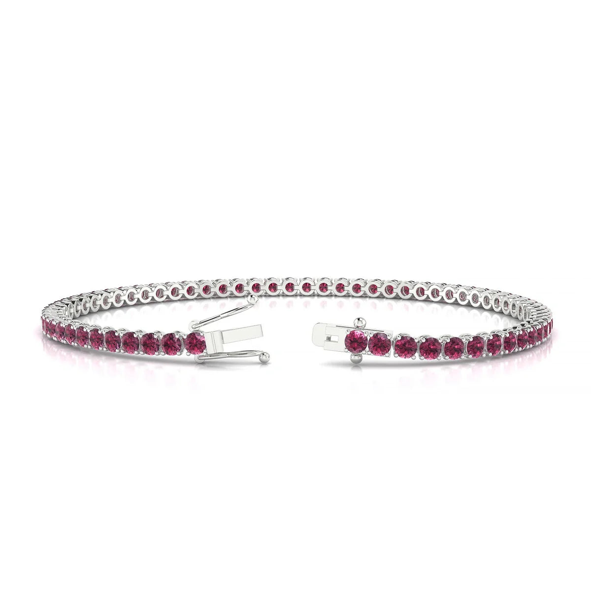 Palazzo | 18k White Gold 2.5 mm Round Natural Rhodolite Tennis Bracelet