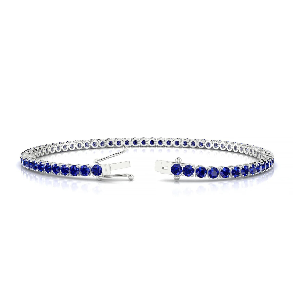 Palazzo | 18k White Gold 2.5 mm Round Natural Sapphire Tennis Bracelet