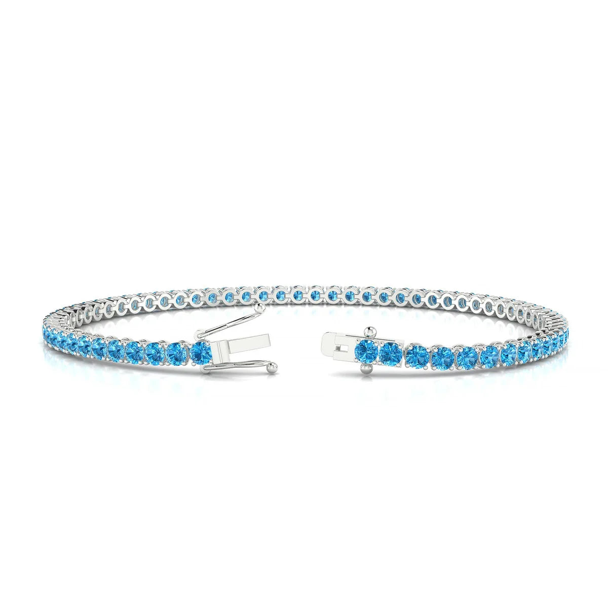 Palazzo | 18k White Gold 2.5 mm Round Natural Topaz Tennis Bracelet