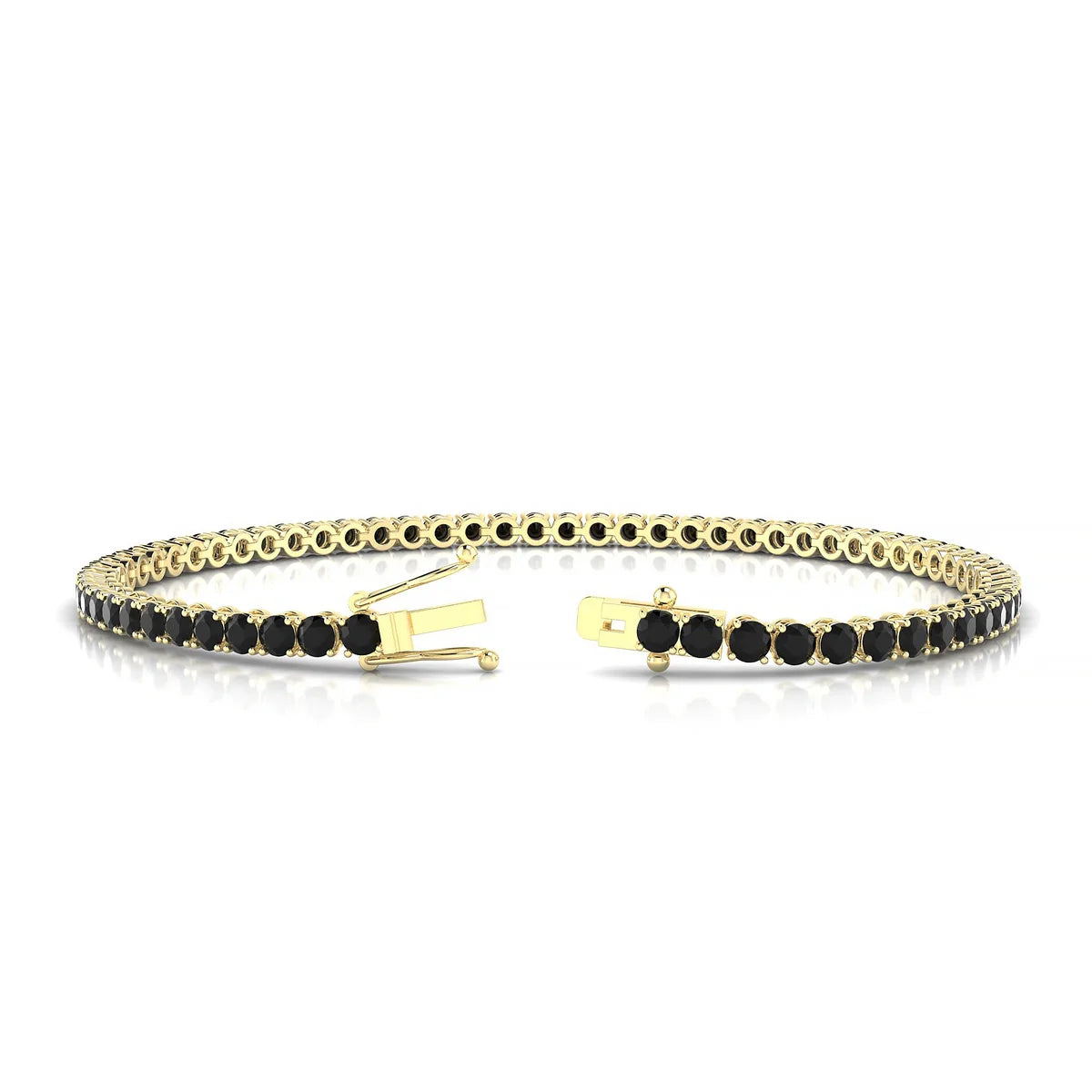 Palazzo | 18k Yellow Gold 2.5 mm Round Natural Black Diamond Tennis Bracelet