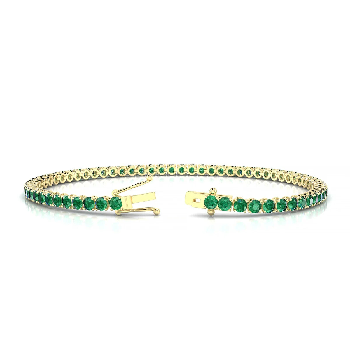Palazzo | 18k Yellow Gold 2.5 mm Round Natural Emerald Tennis Bracelet