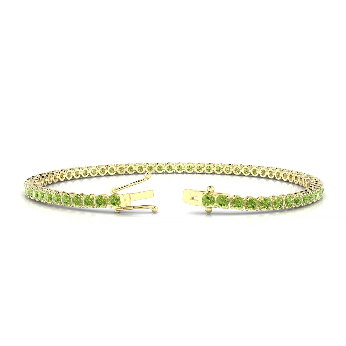 Palazzo | 18k Yellow Gold 2.5 mm Round Natural Peridot Tennis Bracelet