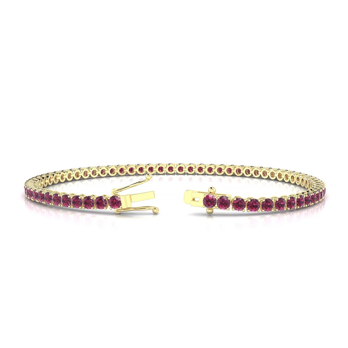 Palazzo | 18k Yellow Gold 2.5 mm Round Natural Rhodolite Tennis Bracelet
