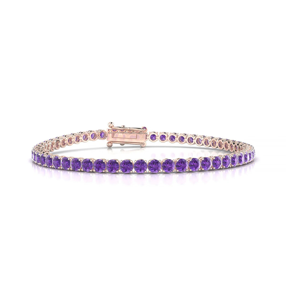 Palazzo | 18k Rose Gold 3 mm Round Natural Amethyst Tennis Bracelet