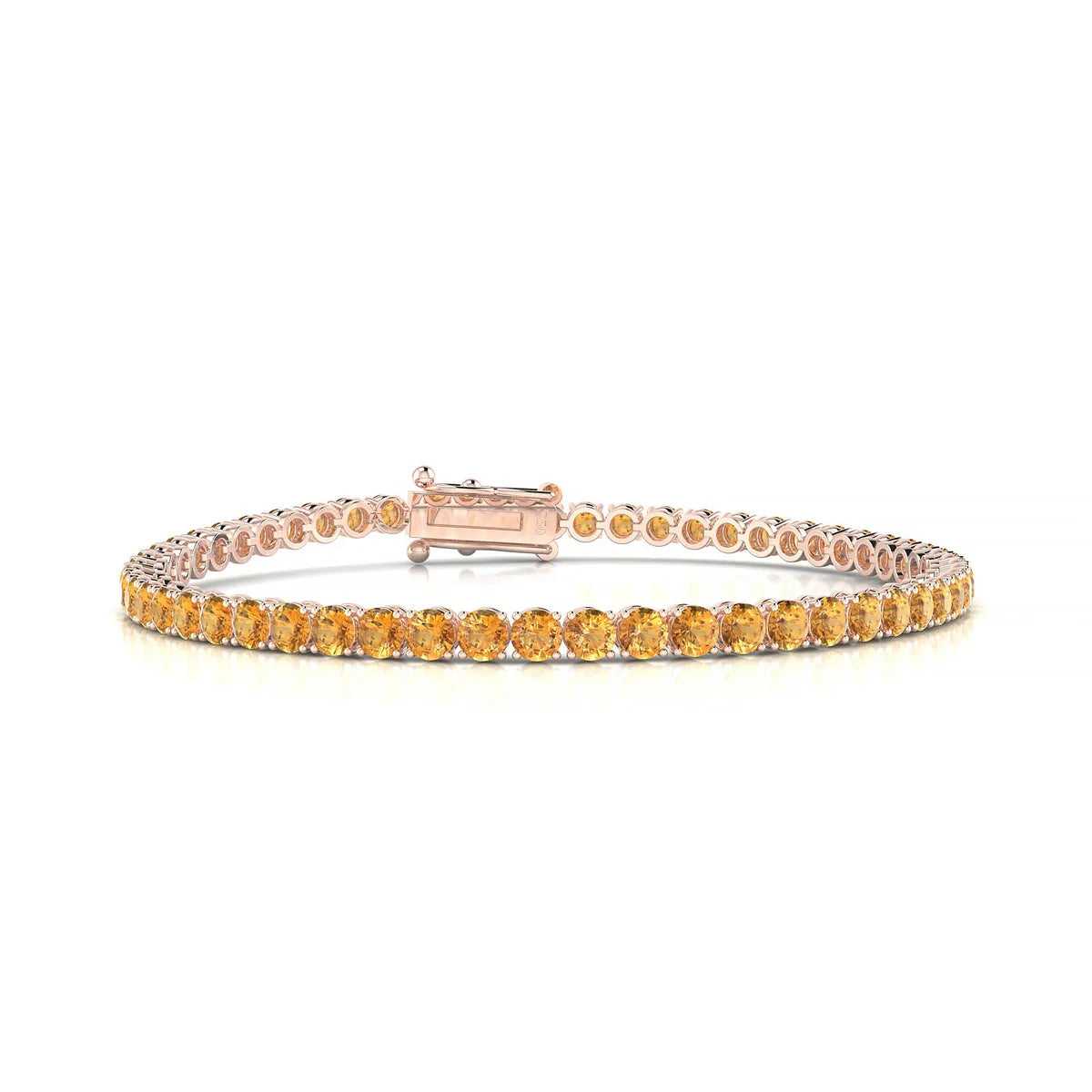 Palazzo | 18k Rose Gold 3 mm Round Natural Citrine Tennis Bracelet
