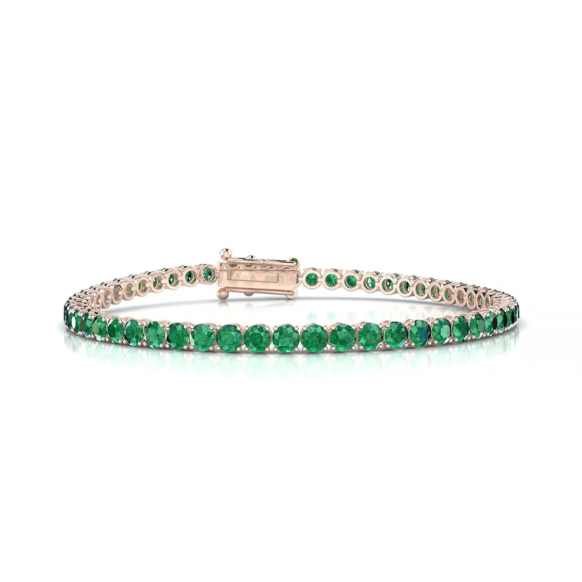 Palazzo | 18k Rose Gold 3 mm Round Natural Emerald Tennis Bracelet