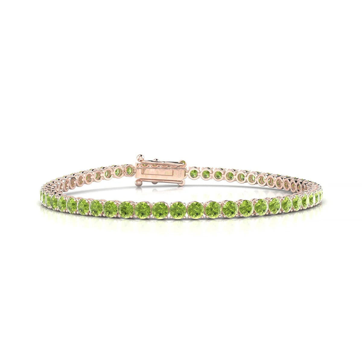 Palazzo | 18k Rose Gold 3 mm Round Natural Peridot Tennis Bracelet