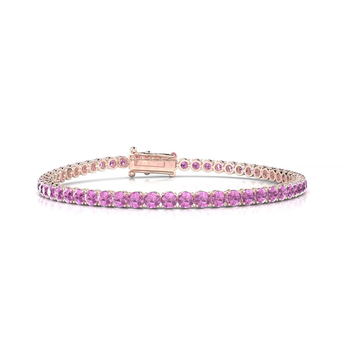Palazzo | 18k Rose Gold 3 mm Round Natural Pink Sapphire Tennis Bracelet