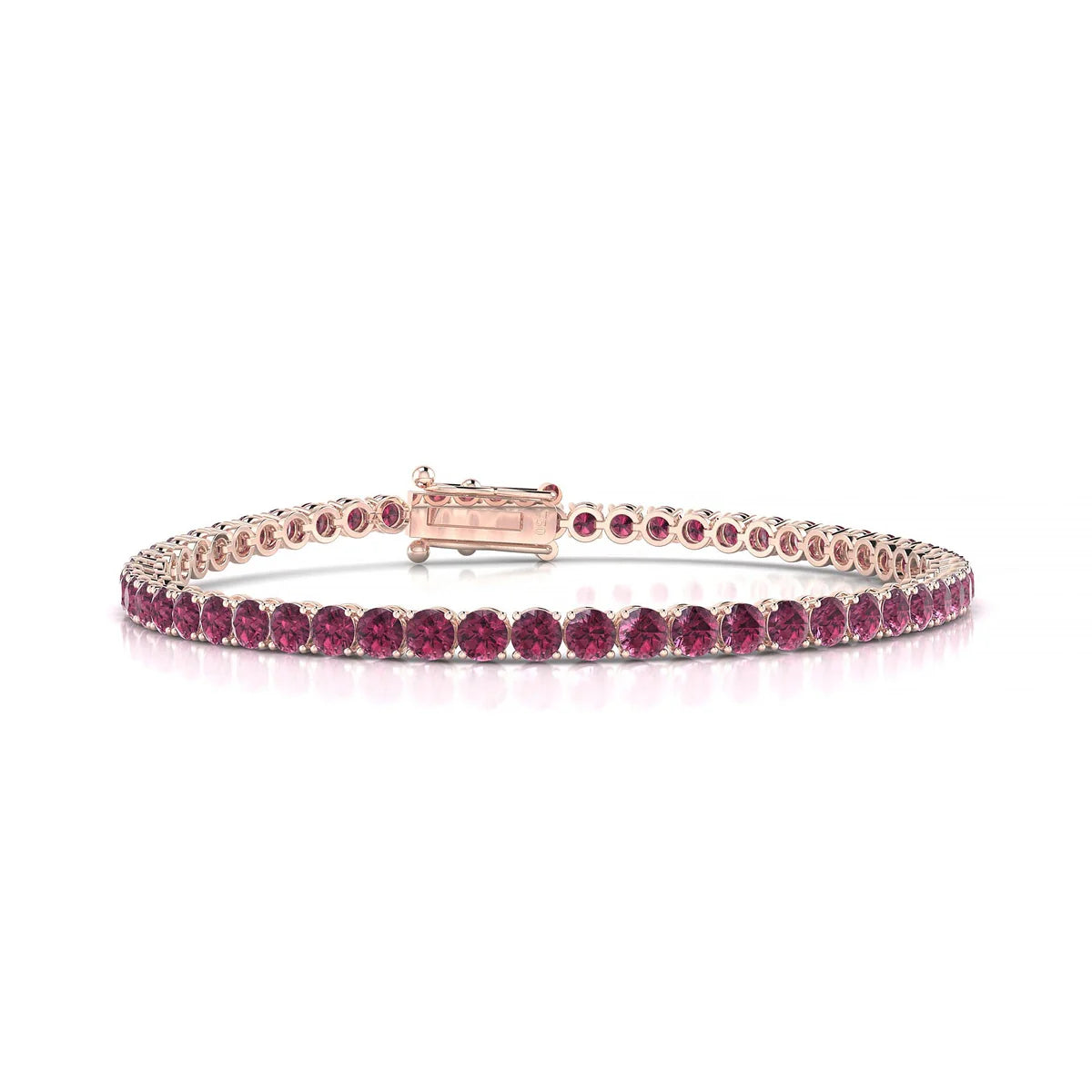 Palazzo | 18k Rose Gold 3 mm Round Natural Rhodolite Tennis Bracelet
